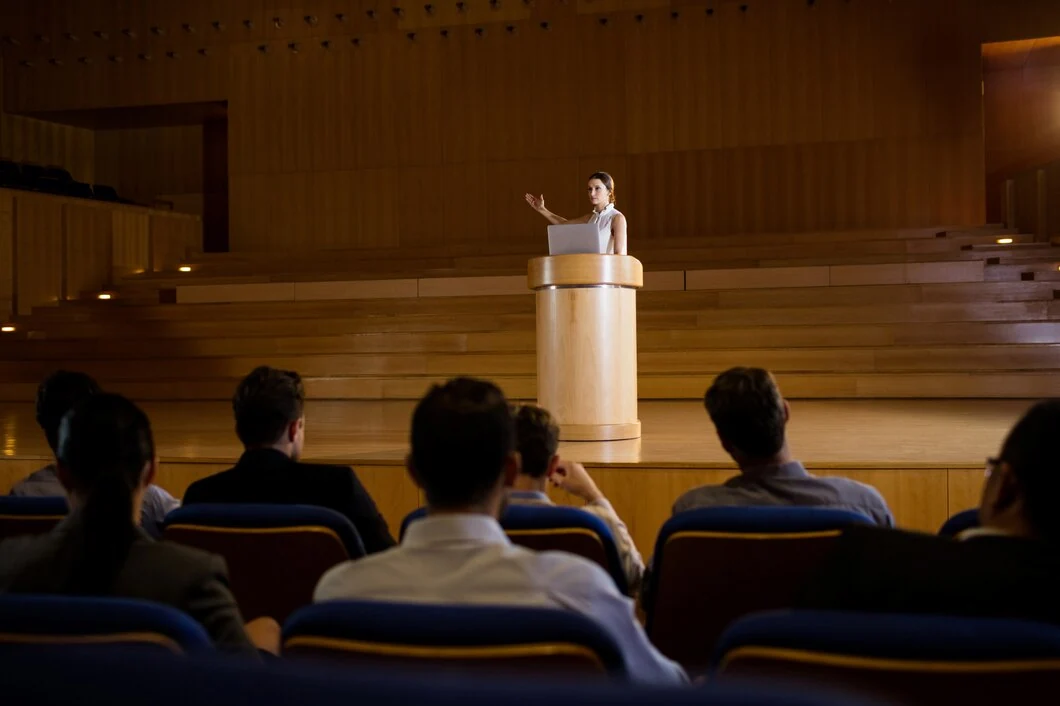 Presentation and audience in an auditorium